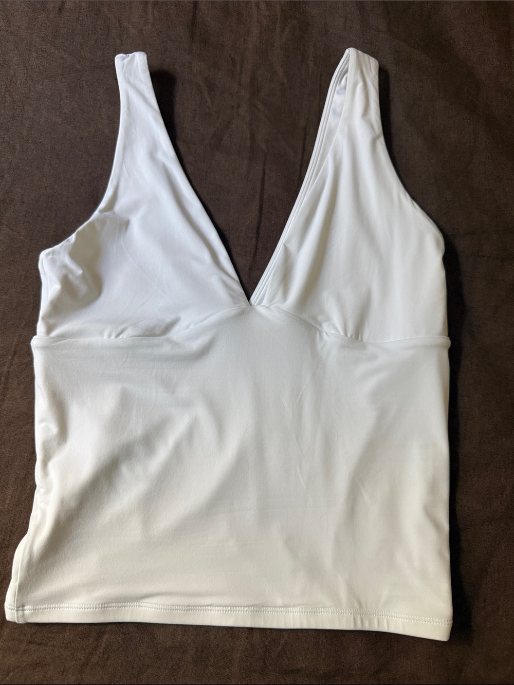 Women's White V-Neck Camisole Tank with Supportive Bust